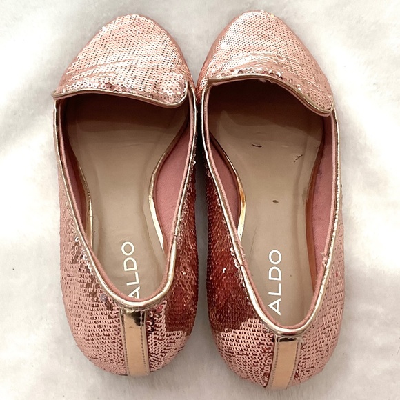 Pink ALDO Sequined Metallic Slip On Loafers Size 6.5 - Picture 6 of 11